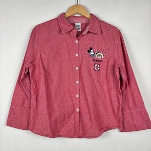 Vintage Disney SS Mickey Mouse Red Cotton Shirt XL